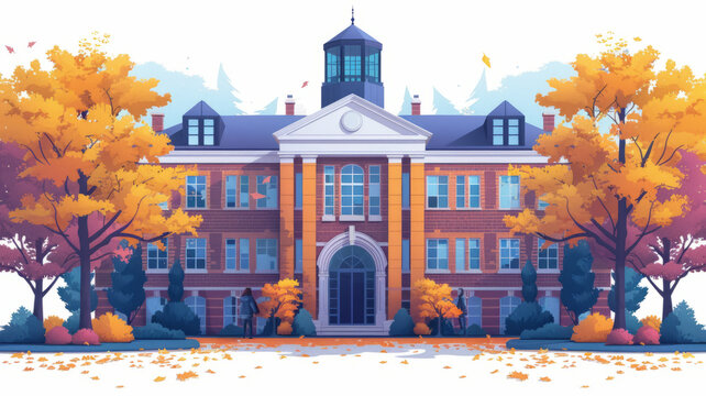 University, school. University vector flat illustration. Modern school.generative ai