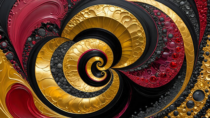 Abstraktion Fraktale Gold Rubin Kohle 16x9. Hintergrund für das Design 5. © nitroziklop7