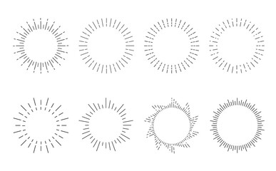 シンプルな集中線の線画イラストセット