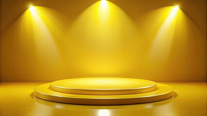 Obraz premium Vibrant yellow circular stage with focused spotlight creating warm ambiance , vibrant, yellow, circular, stage, illuminated