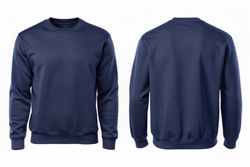 long sleeve t shirt mockup. navy blue sweatshirt template, Blank long sleeve shirt mock up template, front and back view, isolated on white background