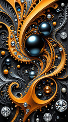 Abstraktion Fraktale Kohle bernstein 9x16. Hintergrund für das Design 1.