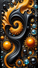 Abstraktion Fraktale Kohle bernstein 9x16. Hintergrund für das Design 5. © nitroziklop7
