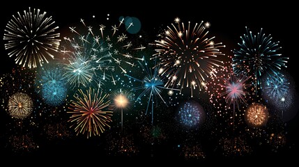 Fototapeta premium Purple Colored Fireworks Display Against Dark Night Sky