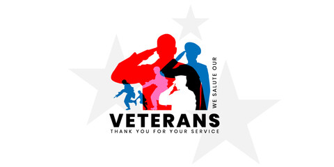 Veterans day poster. Veteran's day illustration with american flag, 11th November, Vector illustration
