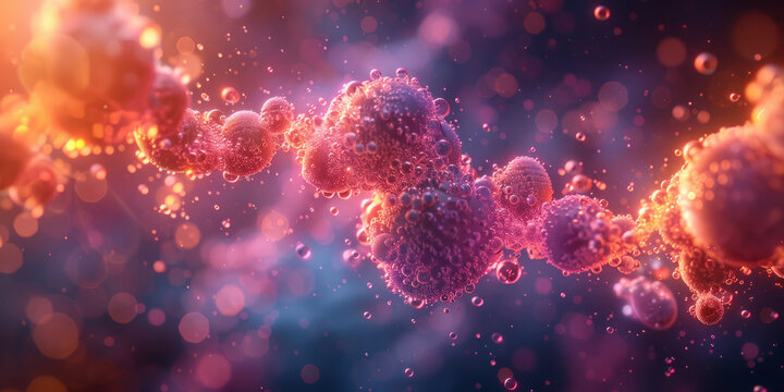 A free radical explores a vast universe of potential connections. Artistical representation of a chemical reaction.generative ai