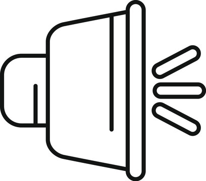 recommend clip art: Loudspeaker making announcement spreading information through sound waves, simple black and white line art icon