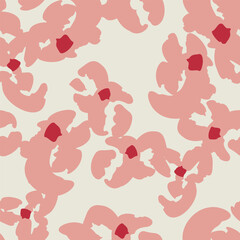 Naklejka premium Stylish seamless pattern with abstract pink flowers. Vector square background, illustration, print, design