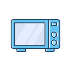 Vector icon of oven, blue color design on white color background.