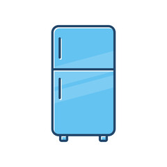 Vector icon of a refrigerator, blue color design on a white background.