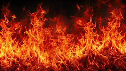 Fiery red flames burning intensely , fire, burning, red, heat, flames, hot, inferno, blaze, combustion, fiery