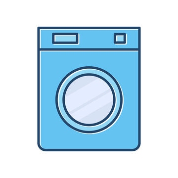 recommend clip art: Washing machine vector icon, blue color design on white background.