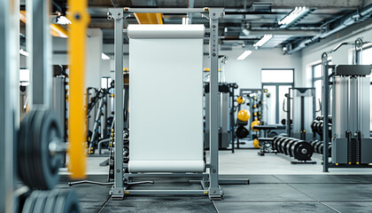 Fototapeta premium Home gym modern cardio machines with empty frame