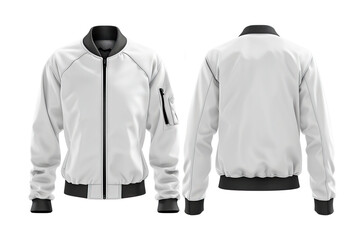 White bomber jacket isolated on white background.