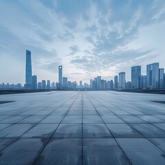 Fototapeta premium Sleek Modern Urban Landscape with Expansive City Skyline