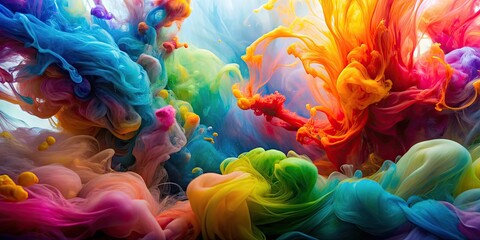 Obraz premium Colorful ink swirling in water creating a vibrant abstract pattern, colorful, ink, water, abstract, vibrant, swirl, liquid