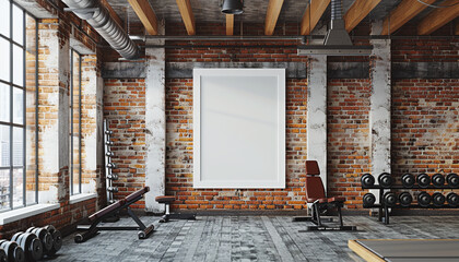 Industrial home gym rugged workout area with empty frame