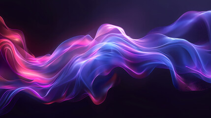Dynamic Purple and Blue Wave on Black Background with Smooth Flowing Lines and Interacting Color Light Waves in Digital Art