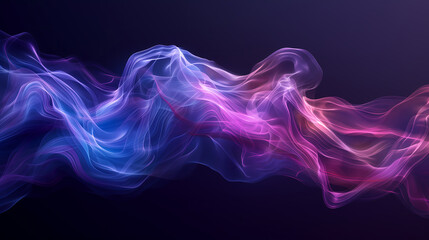 Dynamic Purple and Blue Wave on Black Background with Smooth Flowing Lines and Interacting Color Light Waves in Digital Art