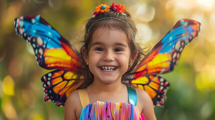 Playgroup girl kid wearing a dress like a butterfly for competition