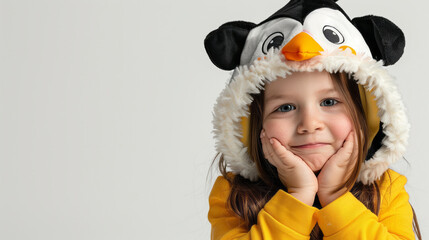 Playgroup girl kid wearing a dress like a penguin for competition