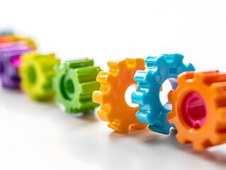 Close up of Colorful Tactile Motor Skill Toys for Kids in a Tranquil Garden Setting Isolated on a Pure White Background with High Definition Studio Lighting and Crisp Focus