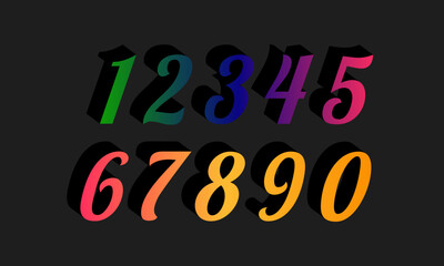 3D set number, Vector set of number, gradient number