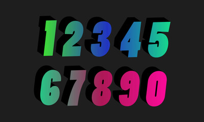 3D set number, Vector set of number, gradient number