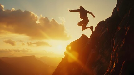 silhouette of a person on a rock