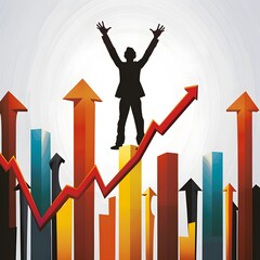 A man is standing on top of a stack of red