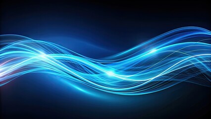 Abstract blue waves of light trails on a dark background, abstract, blue, waves, light trails, dark background, vibrant
