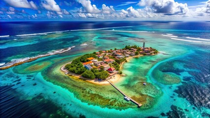Obraz premium Aerial view of the gorgeous San Andres island in Colombia