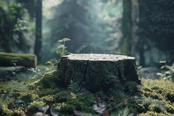 Obraz premium ai generative tree stump in the forest