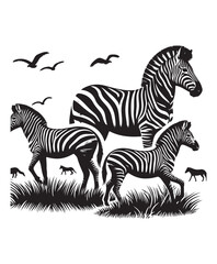 zebra vector art,graphics zebras icons set,vintage illustration zebra clipart,vector zebras flat style artwork design