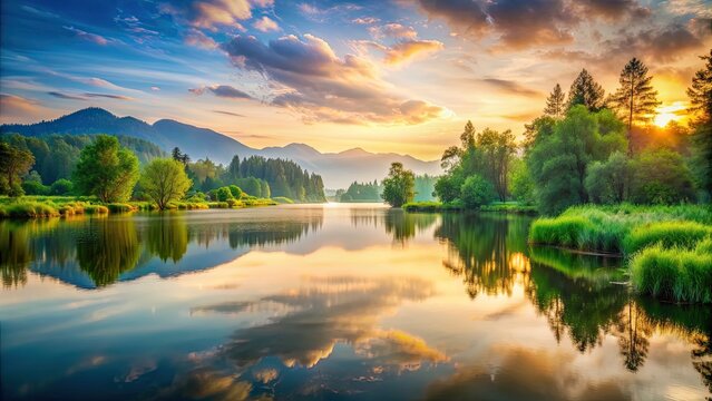 Blurred background of serene landscape with blackground focus, blur, landscape, blackground, nature, tranquil