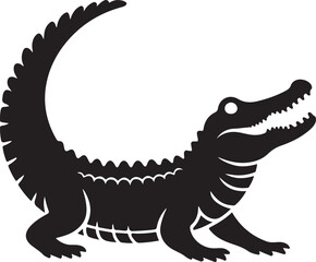 alligator silhouette vector illustration.  Crocodile silhouette vector illustration. Crocodile and alligator silhouette