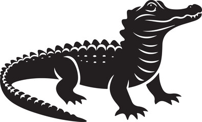 alligator silhouette vector illustration.  Crocodile silhouette vector illustration. Crocodile and alligator silhouette