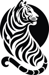 Tiger silhouette isolated on white background tiger set Vector illustration