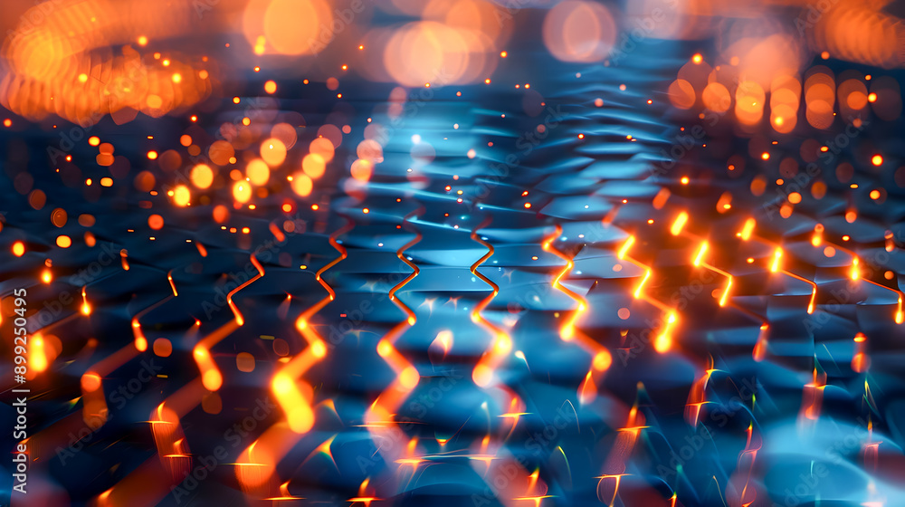 Poster glowing hexagonal grid vibrant abstract digital artwork with ambient lighting and movement intricate