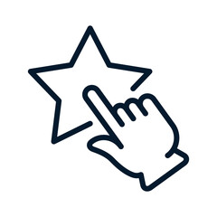 Obraz premium Hand, star. Feedback concept. Vector linear icon isolated on white background.