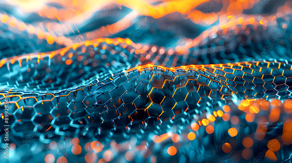 Aufkleber surreal and futuristic digital art piece depicting a conceptual landscape made of intricate intercon