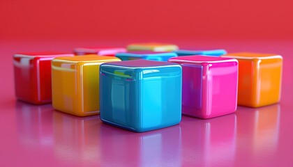 Set of colorful cubes