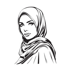 Woman Stylized Hijab image vector. Portrait of a muslim woman in a hijab, vector illustration