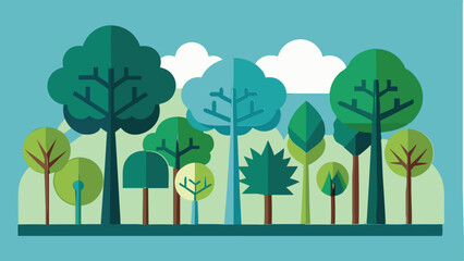 flat vector trees set illustration 