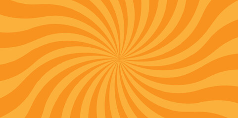 	
Vector orange sun rays and sunburst backdrop background. Modern seamless retro vintage burst sunrise sunbeam element spiral striped illustration sunray template wallpaper design. 