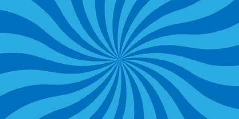Vector blue sun rays and sunburst backdrop background. Modern seamless retro vintage burst sunrise sunbeam element spiral striped illustration sunray template wallpaper design.