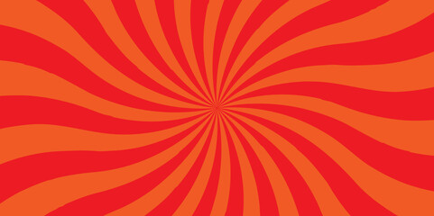 Vector red sun rays and sunburst backdrop background. Modern seamless retro vintage burst sunrise sunbeam element spiral striped illustration sunray template wallpaper design. 