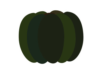 背景が透明で、シンプルな切り貼り風デザインの緑色のカボチャ