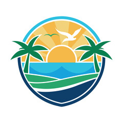 summer beach logo vector illustration