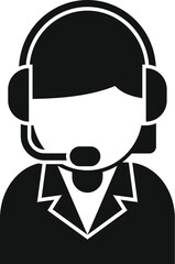 Female telemarketer wearing a headset is ready to answer your call